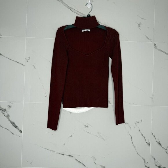 OAK + FORT Sweaters - Oak + Fort Women's Red High Neck Knit Sweater Size S Casual Pullover Burgandy